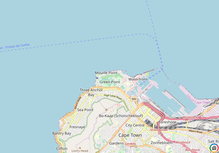 Map location of Mouille Point